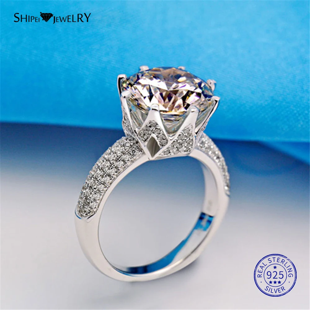 Шипай 925 пробы Серебряное кольцо ювелирные украшения 2.9ct создан Муассанит кольцо Обручение обручальное кольцо для Для женщин Юбилей подарок