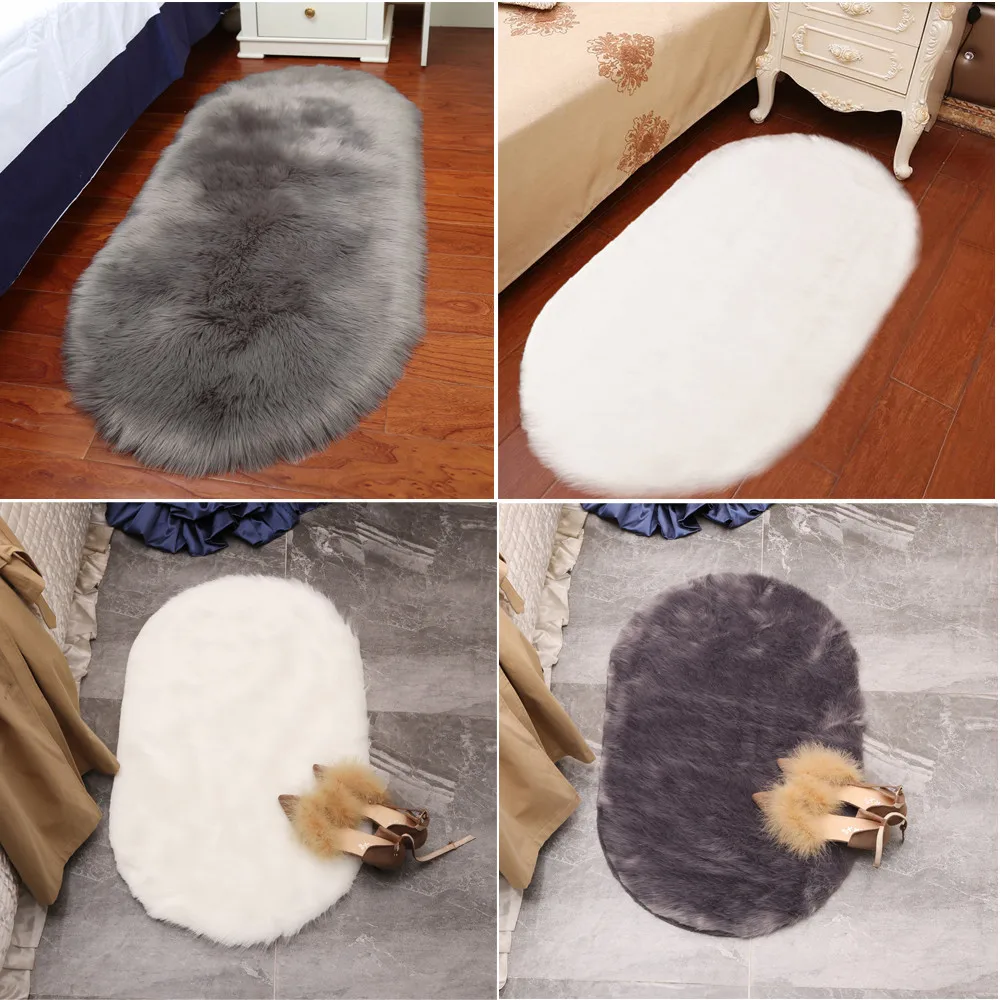 

Soft Rug Chair Cover Artificial Sheepskin Wool Warm Hairy Carpet Seat Mats Rug #20180926