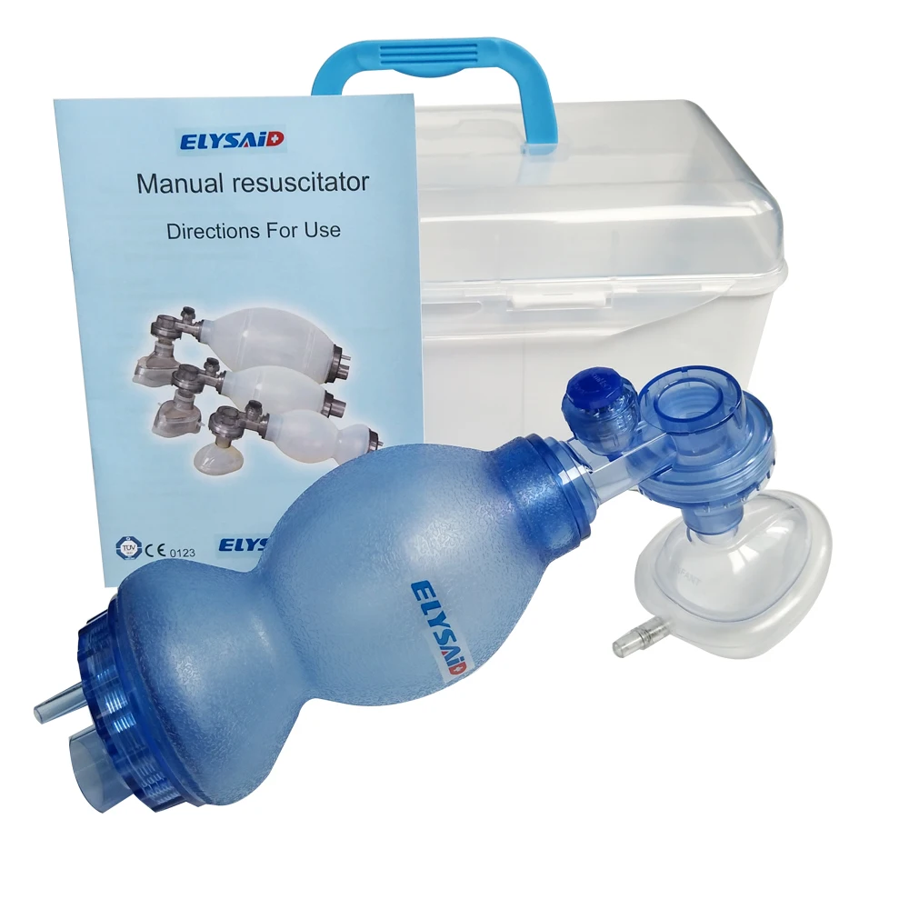 

ELYSAID Self-help Respirator/Silica Gel First Aid Silicone Ambu Bag Resuscitation Set With Connector n Case Manual Resuscitator