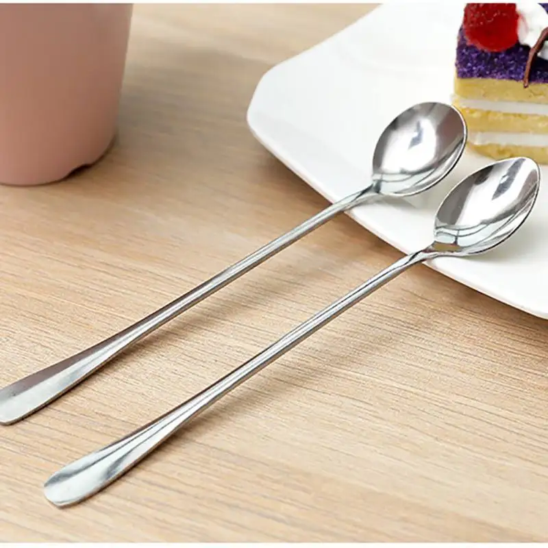 

Stainless Steel Long Handled Silver Stirring Spoon Ice Cream Dessert Tea Spoon Coffee Spoon Kitchen Mixing Spoons Accessories