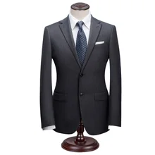 Темно-серый мел в полоску мужской костюм Индивидуальный заказ темно-синий мужской костюм в полоску, с учетом двубортный мужской костюм с заостренными лацканами