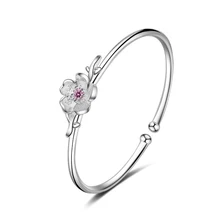 XIYANIKE 925 Sterling Splitter Lila kirsche Süßen Stil Armbänder Koreanischen Stil Einstellbar Armreif Für Frauen Geschenk Handgemachte Fahion