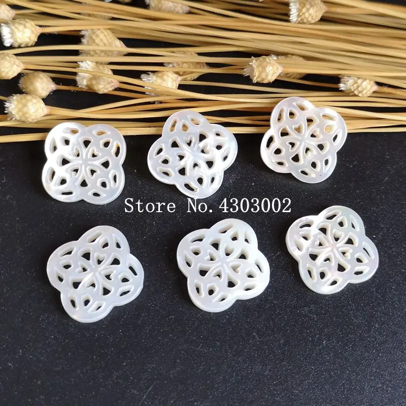 

10pcs/lot Natural Hollow Cut Mother of Pearl shell for DIY Jewelry Natural Clover Hollow MOP Pearl shell Beads