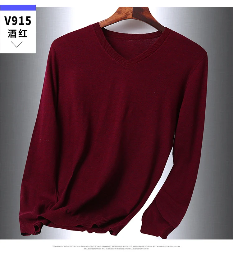 2019 Новое поступление модные шерстяной мужской свитер Повседневные Классические v-образный вырез эластичная сила зимние мужские пуловеры
