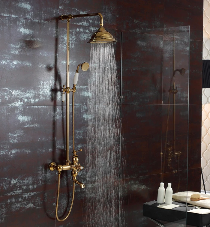 

Free shipping gold clour Rainfall shower faucet