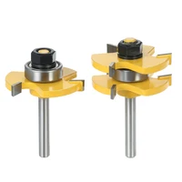 groove כרסום 2pcs 3/4" לניירות 1/4" שאנק לשון Groove נתב Bit Set 3 שיניים T צורת עץ כרסום קאטר כלים לעיבוד עץ + קופסה לאחסון (1)