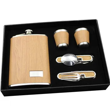 

RUIDA 2018 Hot sales bpa free 9oz whisky flagon cccp Stainless steel alcohol hip flask SET with gift box pu leather wrapping
