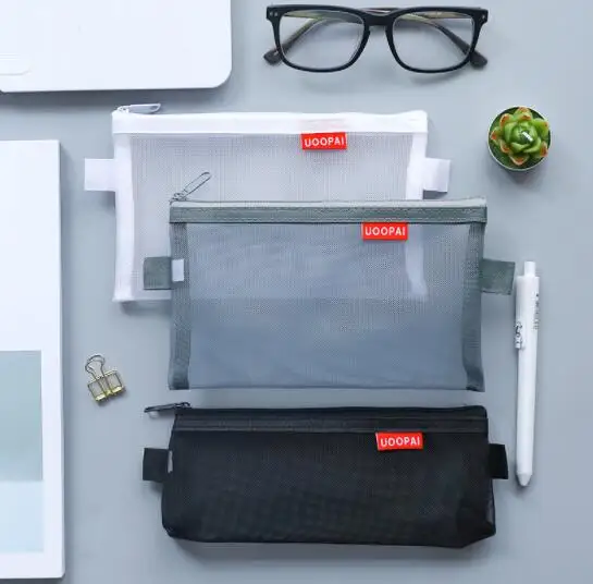 

Simple and transparent mesh pen bag storage bag Student test special portable pencil bag large capacity stationery bag