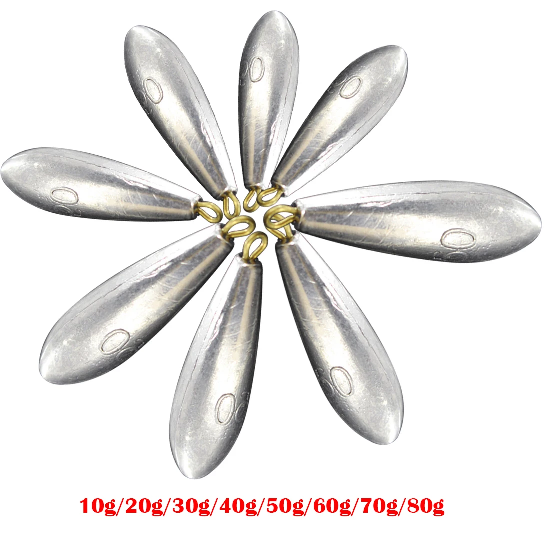 

5PCS Weight Size 10g/20g/30g/40g/50g/60g/70g/80g water droplets lead weights fishing lead sinkers fishing accessories