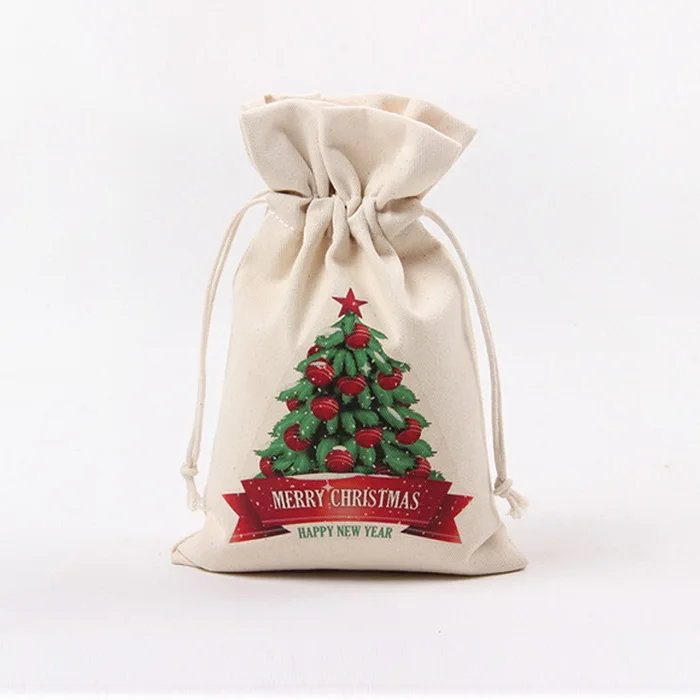 Хорошая Quality1PC большой Размеры 16x23,5 см Счастливого Рождества ручной работы из хлопка хранения посылка с кулиской из парусины сумки конфеты подарочные пакеты - Цвет: as the picture
