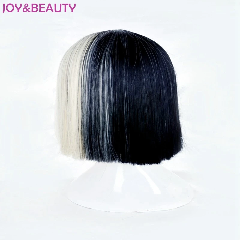 JOY& BEAUTY волосы женские СИА парик синтетические волосы средней длины половина черный и половина блонд Косплей вечерние парики Высокая температура волокна