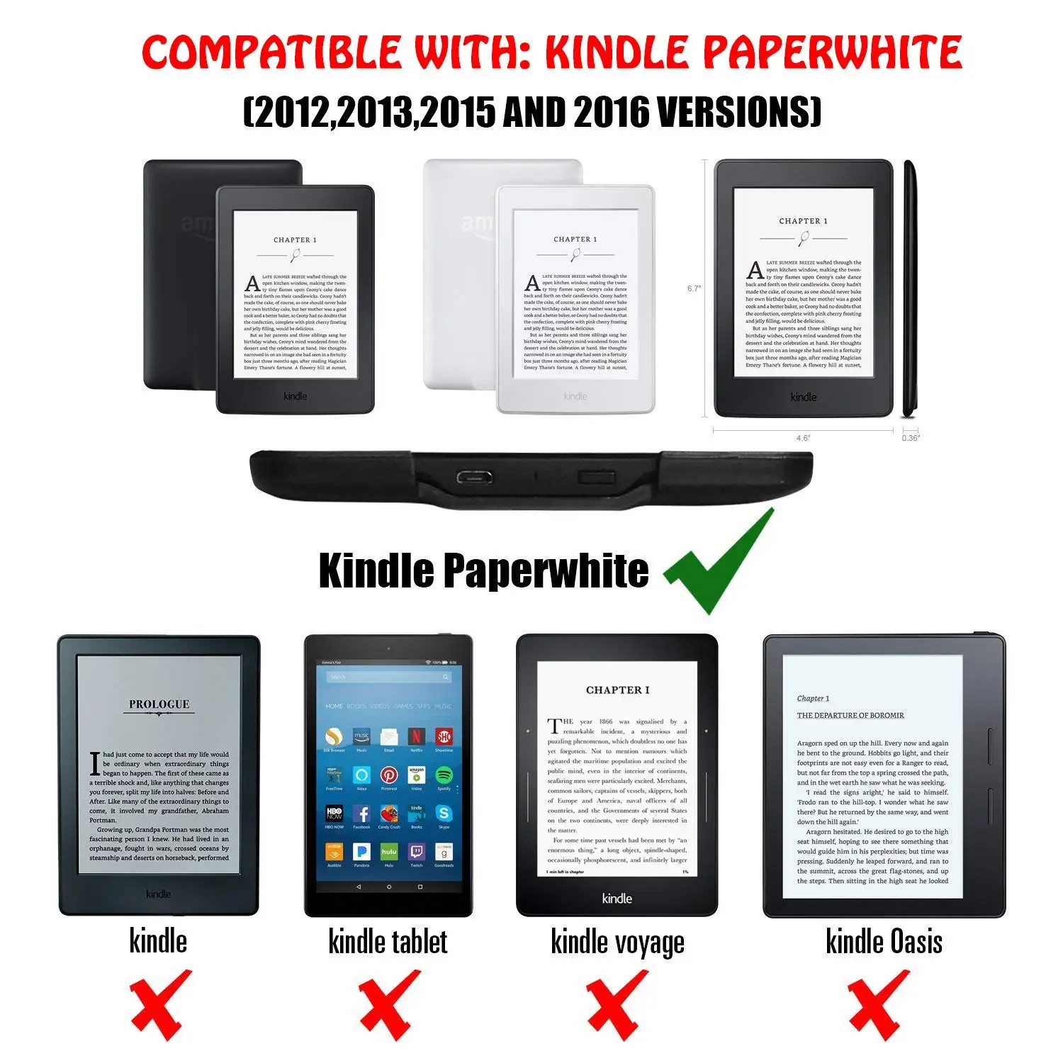 Kindle Paperwhite 2 3 Чехол, магнитная искусственная кожа TPU мягкая задняя крышка для всех Kindle Paperwhite 1 2 3 чехол для электронных книг 6''