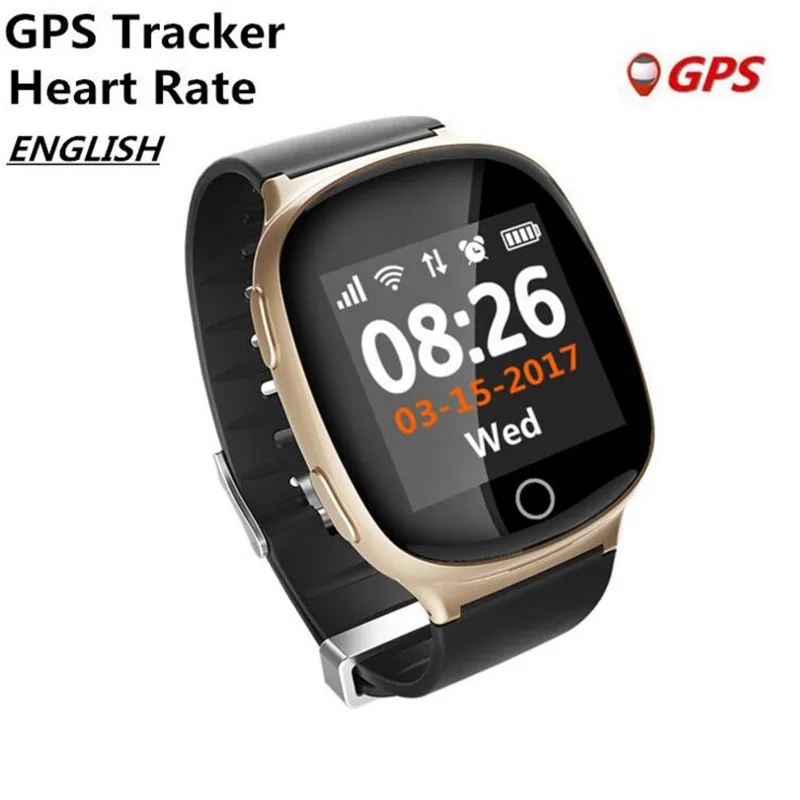 

English Smart Watch D100 Elderly Heart Rate Monitor fall-down Alarm Function GPS LBS WIFI Tracker Montre Connecter Android F36