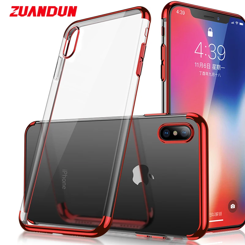 Full Cover Clear TPU Case For iPhone XS XR MAX X Luxury Plating Soft Silicone Bumper 8 7 6 6S Plus Shockproof |