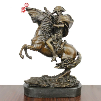 

2020 TOP COOL Business Ornament art Good luck Success Home Shop Emperor Napoleon General battle steed horse bronze art statue