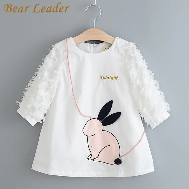 Bear Leader Девушки Платья 2017 Новая Коллекция Весна и Лето Стиль Девушки Одежда Полный Рукавом Повседневная Шаблон Дизайна для Детей Платье 3-8Y