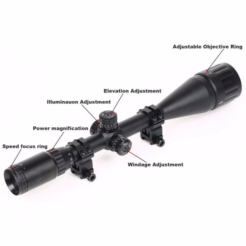 

6-24X50 Red Green Dot Sight Scope Illuminated Optics Rifle scope Front And Rear Sights Hunting Riflescope For Airsoft Newset