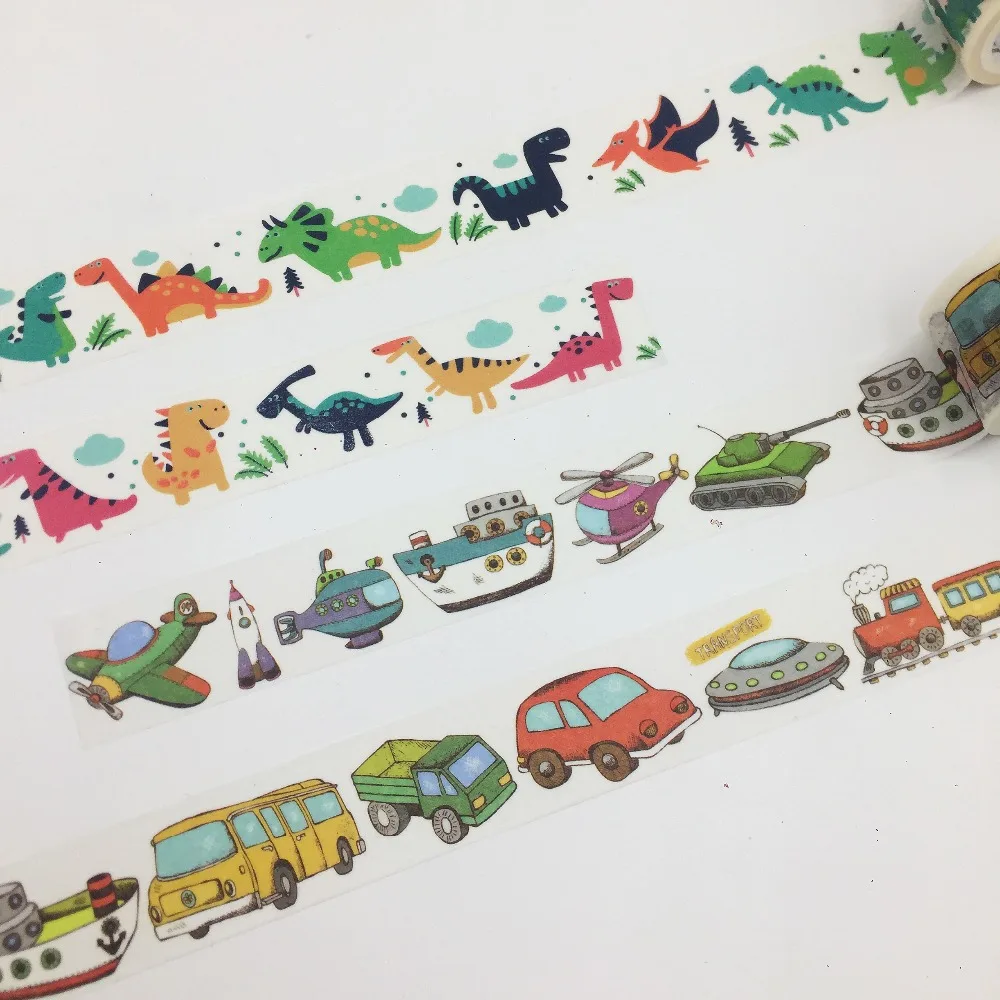 

Beautiful 23mm*5m high quality washi paper tape/Varied Vehicles and Color Dinosaurs World masking washi tape