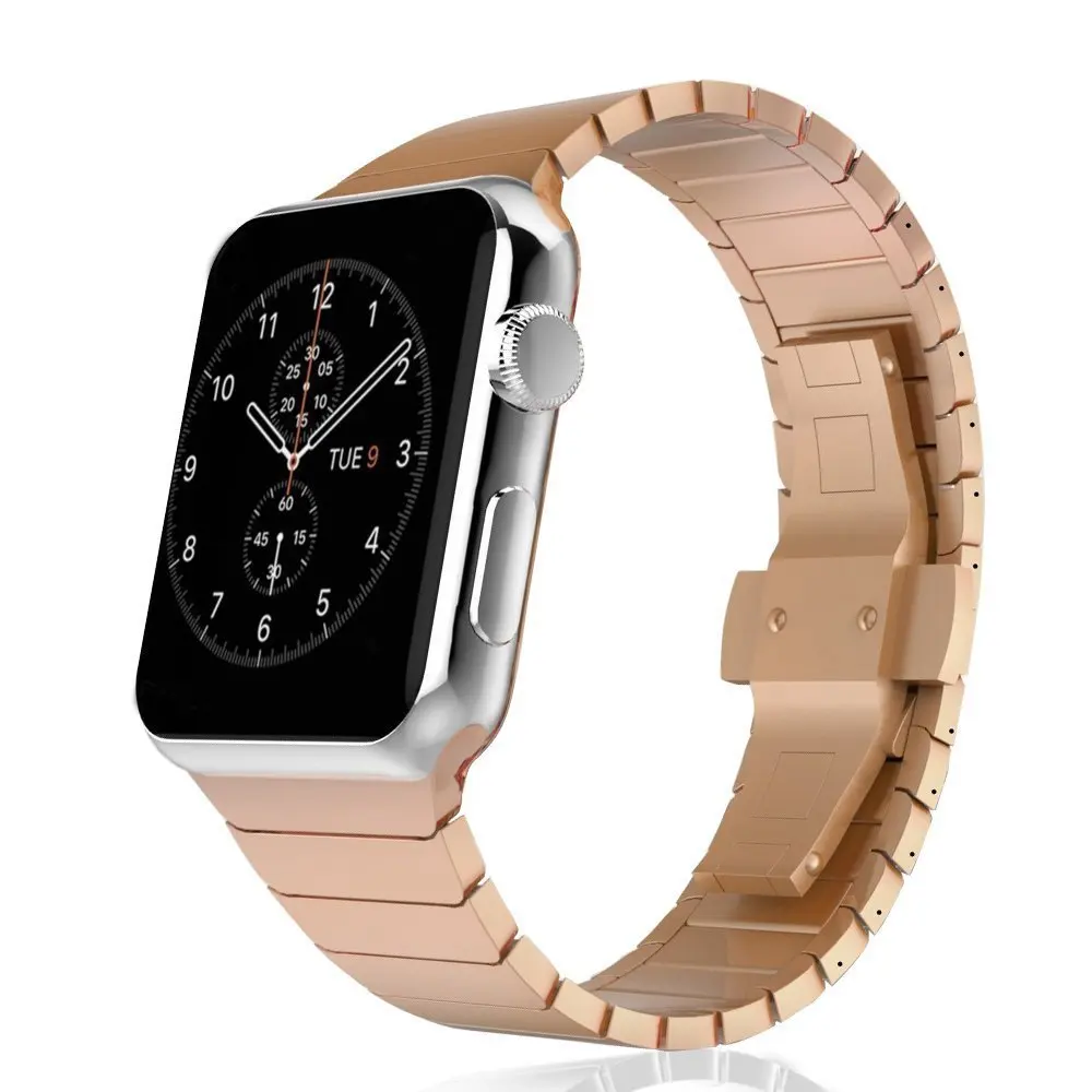 BUMVOR Black White  Watch Band Strap for Apple Watch iwatch 40/44MM 38/42MM Link Bracelet Butterfly Buckle series 4/3/2/1