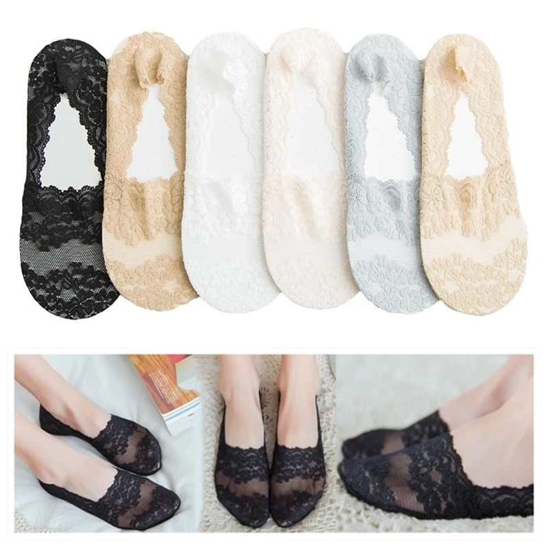 5 пар модные женские летние кружевные короткие носки с цветочным рисунком эластичные удобные женские невидимое нескользящее покрытие носки до лодыжки