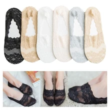 5 пар модные женские летние кружевные короткие носки с цветочным рисунком эластичные удобные женские невидимое нескользящее покрытие носки до лодыжки