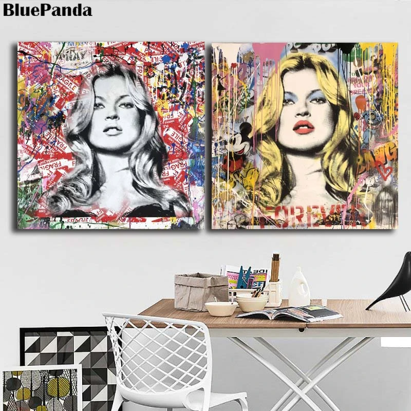 Г-н Brainwash Kate Moss холст Модульная картина картины для гостиной плакат на стену