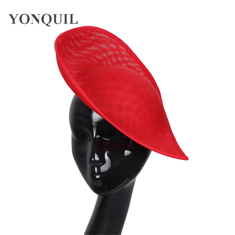 

New design lady red fascinator hat Imitation Sinamay 30CM big party hat heart shape for church ascot occasion headpiece 5pcs/lot