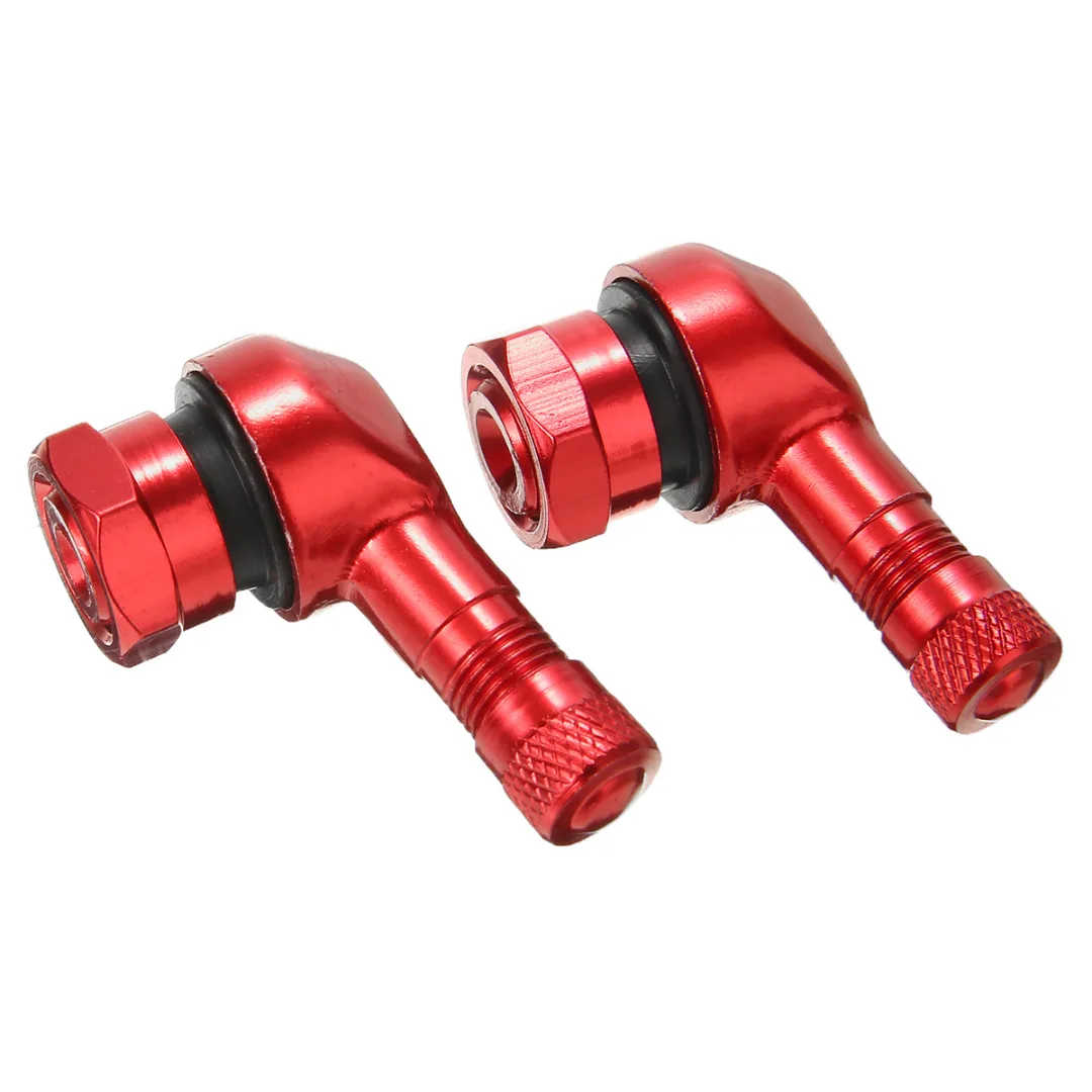 Mayitr 2pcs Aluminum Alloy Motorcycle 90 Degree Wheel Tire Tubeless Valve Stem Cap Aluminum For Scooter Dirt Bike