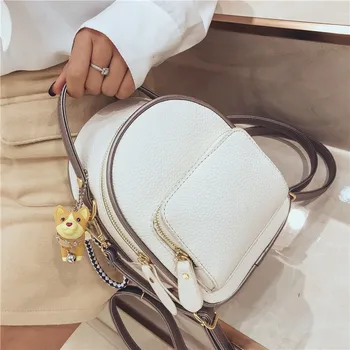 

Women Vintage Small Backpack Leather School Bag Pack For Teenager Girls Contrast Color Female Preppy Style Simple Small Mochilas