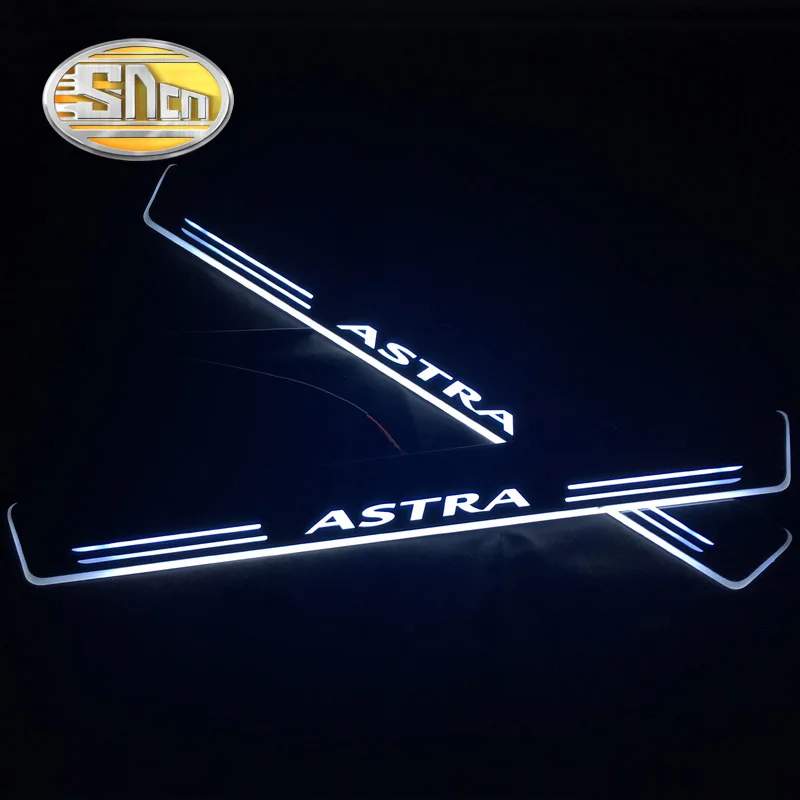 

SNCN 4PCS Car LED Door Sill For Opel Astra G H J 2016 2017 2018 Ultra-thin Acrylic Flowing LED Welcome Light Scuff Plate Pedal