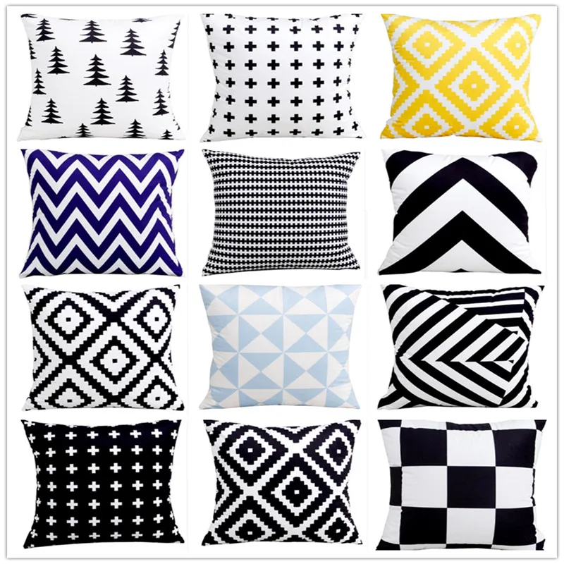 

Scandinave Home Decorative Pillows Yellow Gray Geometric Pillowcase Scandinavian 45x45cm