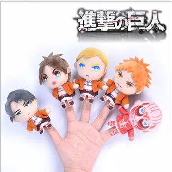 

5pcs/lot high quality 10cm Japanese classic anime figrue Attack on titan plush finger toys action figure set