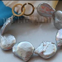 8." Подлинная Природный 26 мм Серый Reborn Кеши Жемчужный Браслет 14KGP# f1994! Благородный стиль Природный Изысканные jewe быстрая