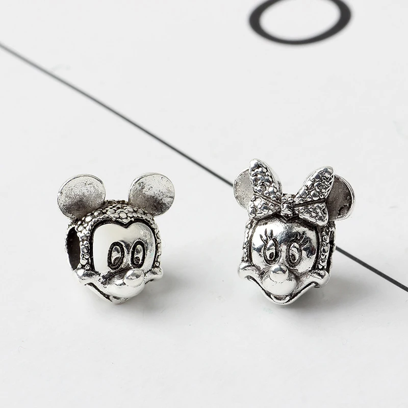 Paylor 2pcs Exquisite DIY European Beads Cartoon Cute Mickey Minnie Beads Charms Fit Brand Bracelet Big Hole Bead Wholesale