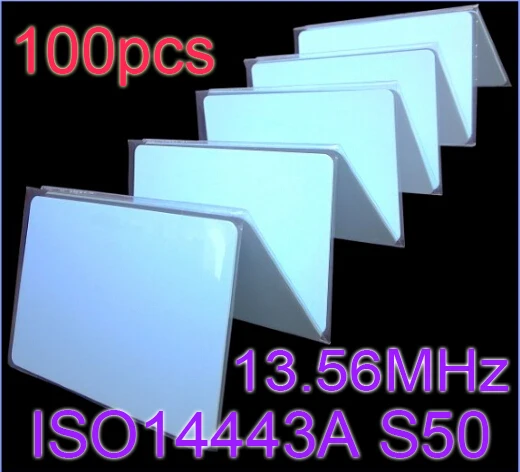 

Free Shipping 100pcs/Lot IC Card 13.56MHz RFID ISO14443A S50 Smart card