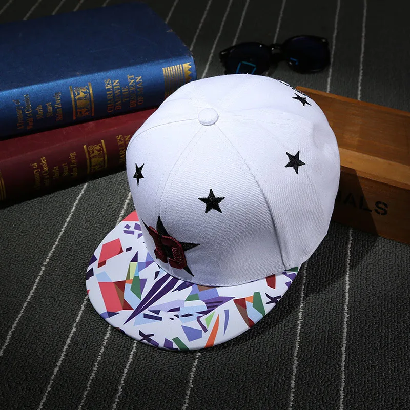 Di modo Star D Ricamo Cappelli Hip Hop Per Le Donne Degli Uomini Dei Ragazzi Del Cappello di Stampa di Arte Cappelli di Snapback Caps Hip Hop Femminile sun Caps BKX509