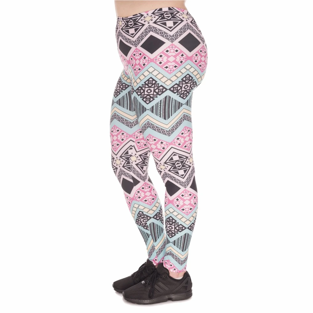 

Large Size Women Leggings Aztec Printing High Waist Leggins Plus Size Stretch Trousers Pants For Plump Women