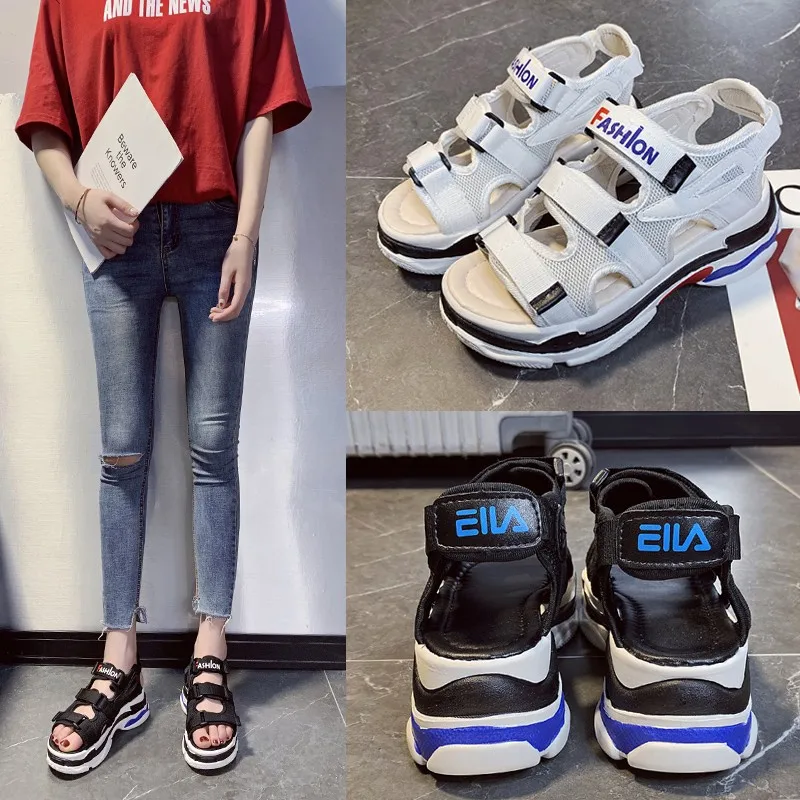 

Thick bottom sandals 2019 summer new muffin bottom platform slope with high heel 5.5CM open toe casual sandals womens shoes