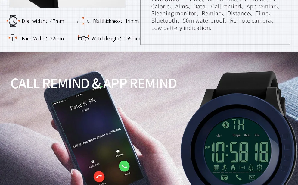 SKMEI Bluetooth мужские умные спортивные часы многофункциональные умные наручные часы приложение напоминание камеры напоминание о калориях сообщения о звонках