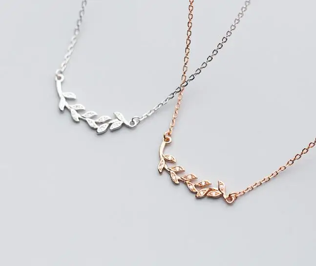 1PC 100% REAL. 925 Sterling Silver FINE Jewelry Olive Leaf Branch Slide Pendant Necklace GTLx1697 | Украшения и аксессуары