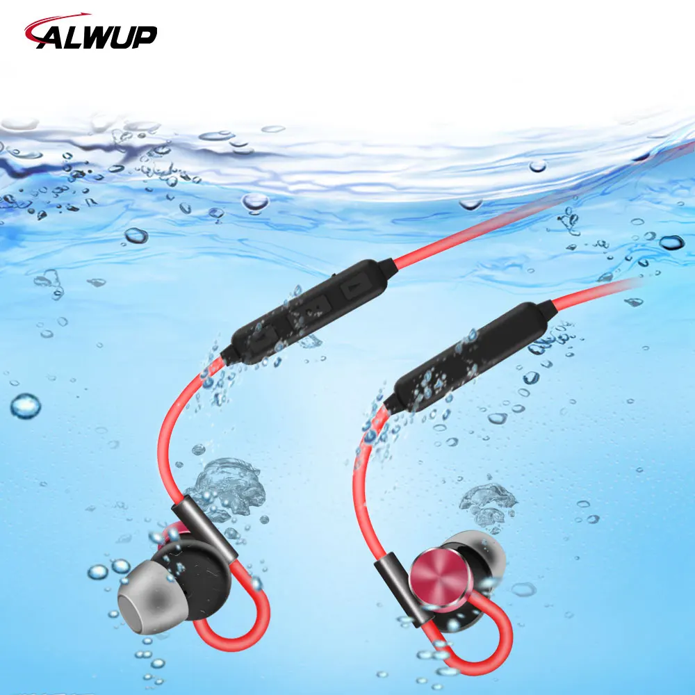 ALWUP Magnetic Bluetooth Earphone Waterproof IPX7 Stereo Sport Wireless Earphone For IPhone 7 Plus With Microphone