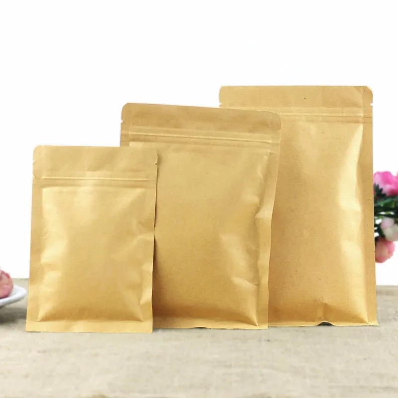 

Пакеты из крафт-бумаги на молнии, упаковка для пищевых печенья, пакеты для герметизации на молнии, 500 шт./лот, бесплатная доставка