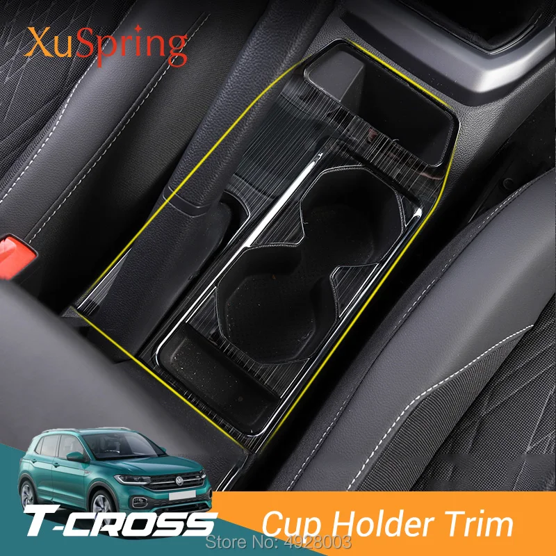 

Car Control Center Cup Holder Panel Frame Cover Stickers Garnish Trim Styling for Volkswagen VW T-cross Tcross 2019 2020