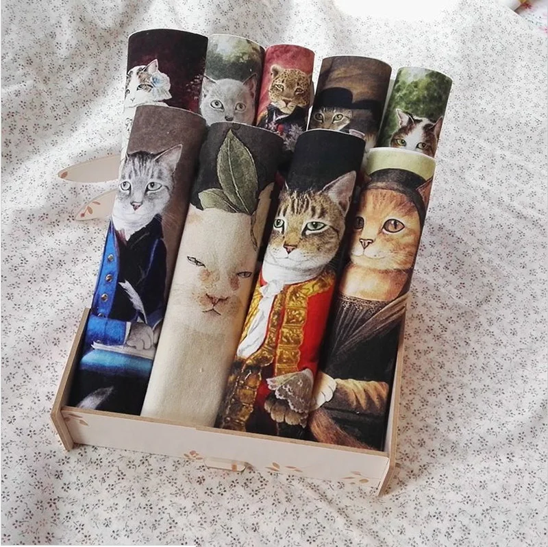 10pcs Retro Cats QUILTING Middle Ages Hand Dyed Painting Fabric Handwork DIY Patchwork D30 Digital Printing Piece | Дом и сад
