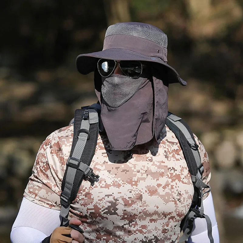 Рыболовные кепки для мужчин и женщин быстросохнущая 360 градусов Солнцезащитная УФ шторка защита съемная маска для лица Ушная Шея крышка спортивная крышка