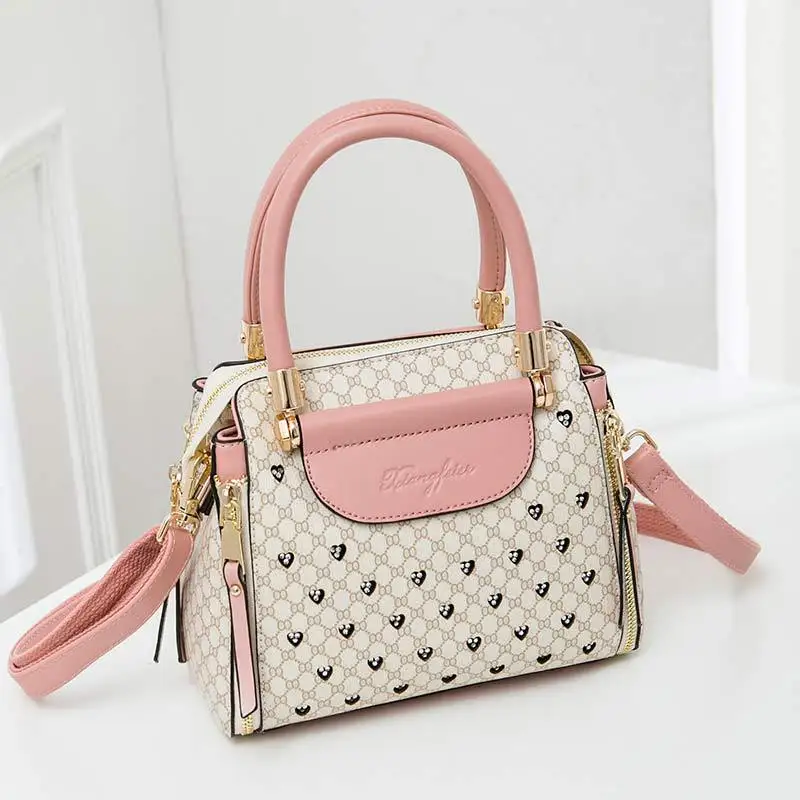 

2018 summer new Boston European and American leather handbags portable diagonal shoulder ladies bag.