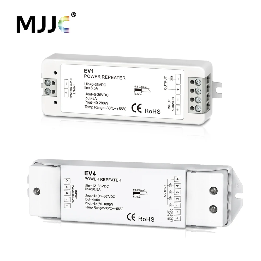 MJJC RGB LED усилитель 5V 12V 24V 36V 5A 6A 8A DC Одноцветный CT для светодиодных лент EV1 EV3 EV4