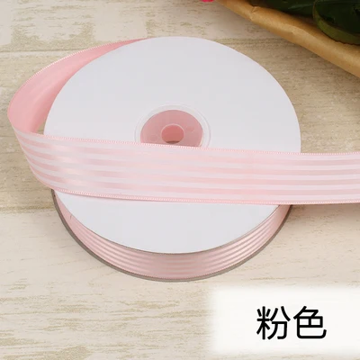 

(50Yards/lot) (25mm) Two Clor Striped Satin RibbonChristmas and Birthday Flower and Sweety Gifts Packaging Decoration Ribbons