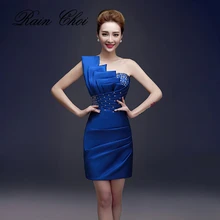 Сексуальное короткое вечернее платье, официальное вечернее платье на одно плечо, атласные вечерние платья с бисером