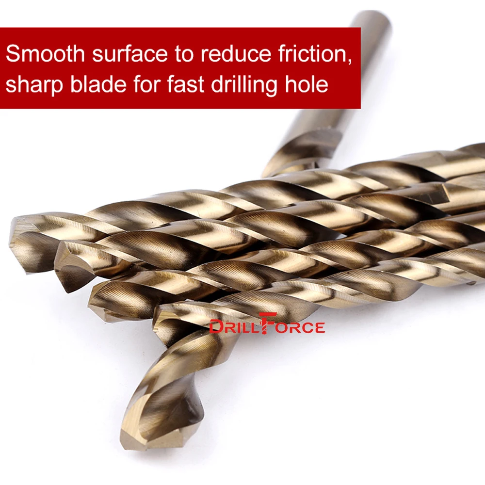 Drillforce 5 шт. 3/8 "(9.5 мм) M35 HSS КОБАЛЬТА джобберских Длина Твист Спираль Бурильные долото 135 Разделение точка